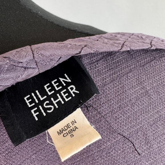 VTG Eileen Fisher Purple Cardigan Sweater Silk Textured Wrap V-Neck Size Small S - Picture 5 of 6